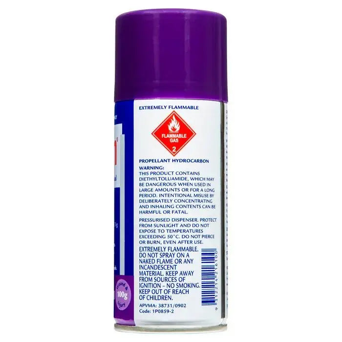 Side label of Virbac Cetrigen Antiseptic Aerosol Spray highlighting flammable gas warning and safety precautions for use.