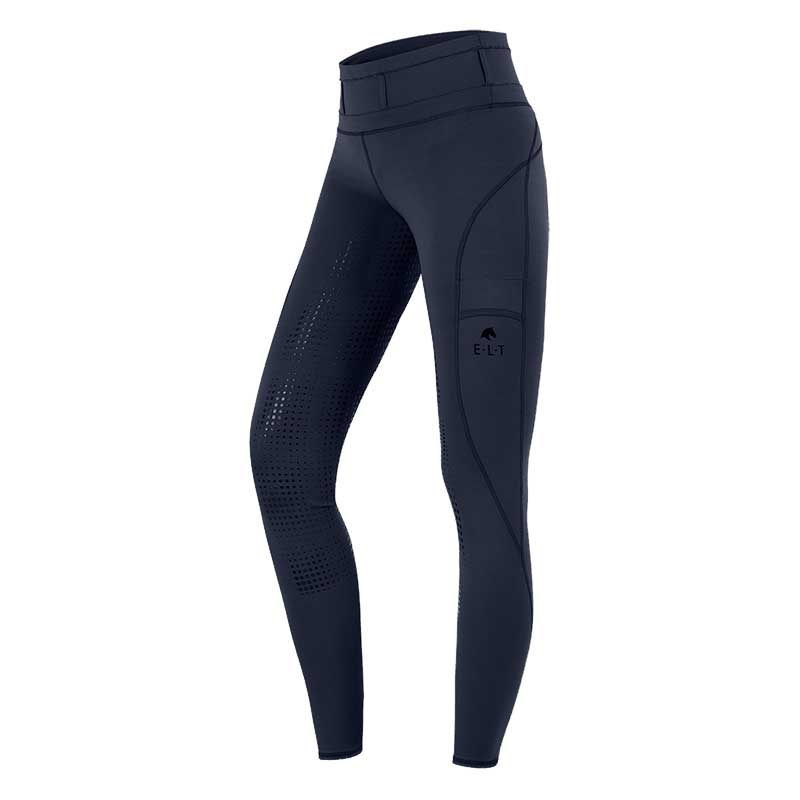 Navy ELT Hanna High Waist Leggings with silicone grip, side pocket, and ergonomic seams for comfort and performance in equestrian sports.