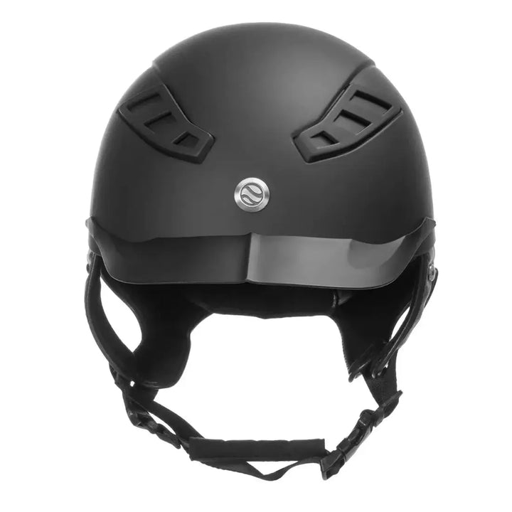 Front view of the Back On Track EQ3 Lynx Smooth Riding Helmet with MIPS, highlighting its ventilation and secure fit.