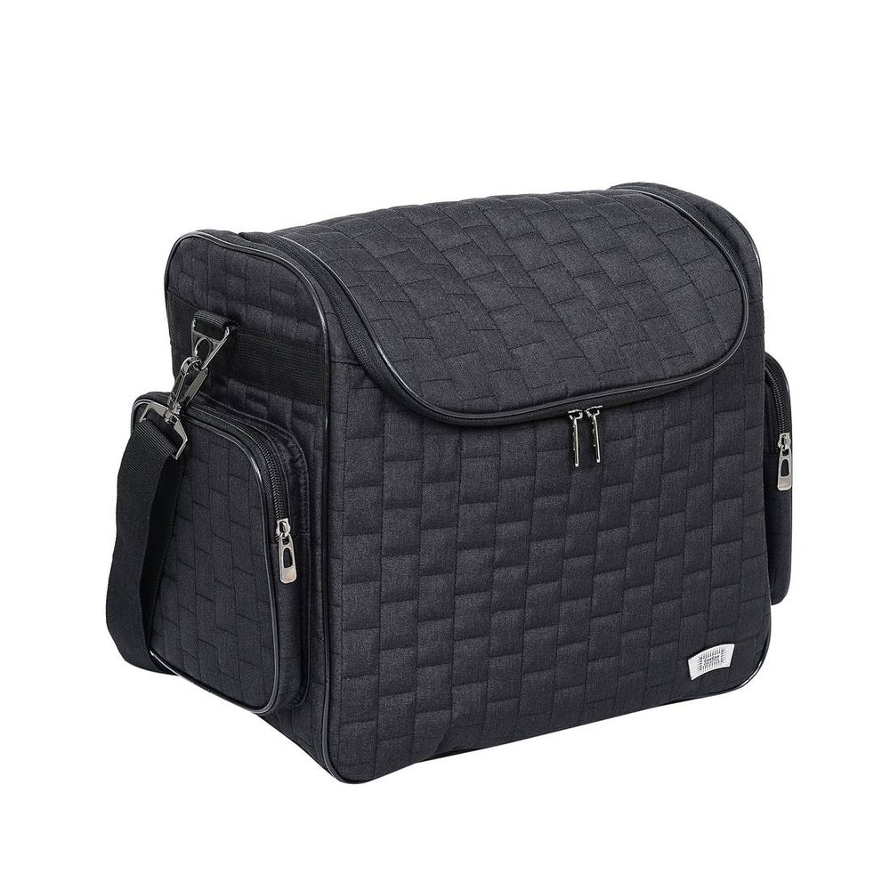 Side view of the Premium Horse Grooming Bag with adjustable shoulder strap, quilted design, and multiple zippered compartments.