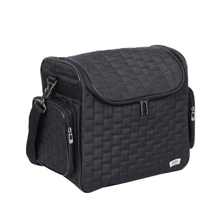 Side view of the Premium Horse Grooming Bag with adjustable shoulder strap, quilted design, and multiple zippered compartments.