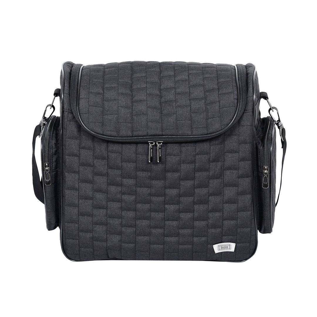 Premium Horse Grooming Bag in black with quilted design, featuring a zippered top and side compartments for brushes and tools.