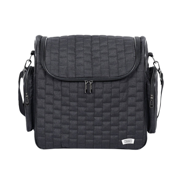 Premium Horse Grooming Bag in black with quilted design, featuring a zippered top and side compartments for brushes and tools.