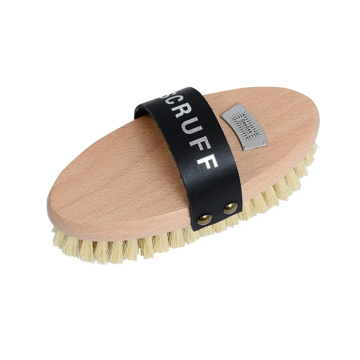 Scruff brush with natural bristles and a wooden handle, included in the Ultimate Brush Kit for horse grooming.