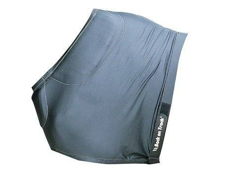 Black therapeutic horse shoulder guard with pads, designed to minimize rubbing and enhance shoulder movement.