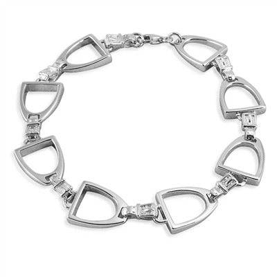 Kelly Herd Large English Stirrup Bracelet in sterling silver featuring equestrian-inspired stirrup designs. Elegant jewelry for horse enthusiasts.