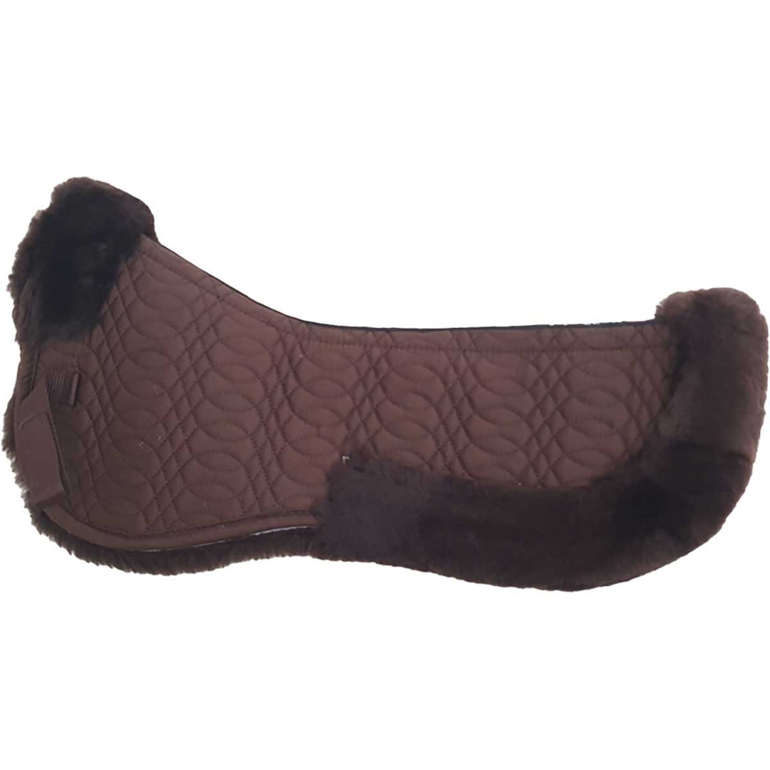 Brown Kieffer Merino Fleece Half Pad with high-quality merino sheepskin trim, designed for horse tack and rider comfort.