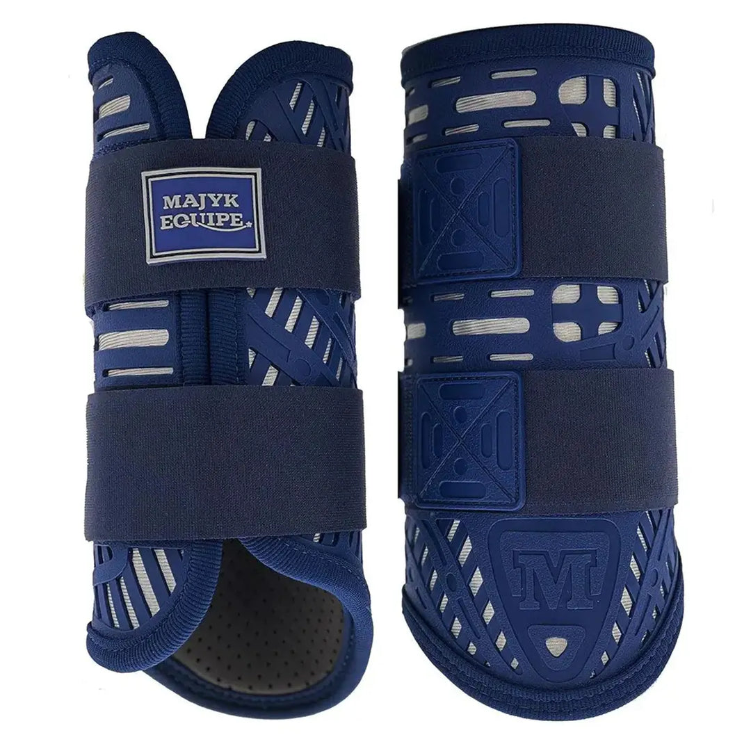 Majyk Equipe Colour Elite XC Boots in navy blue with durable TPU shell and breathable design, ideal for horse cross-country protection.