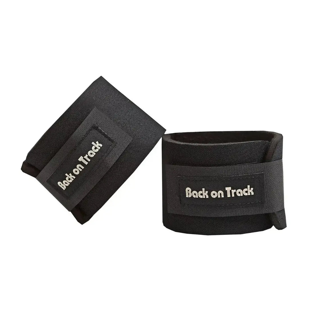 Therapeutic Pastern Wraps by Back On Track Australia in black, designed to protect horse pasterns from blows and overstepping.