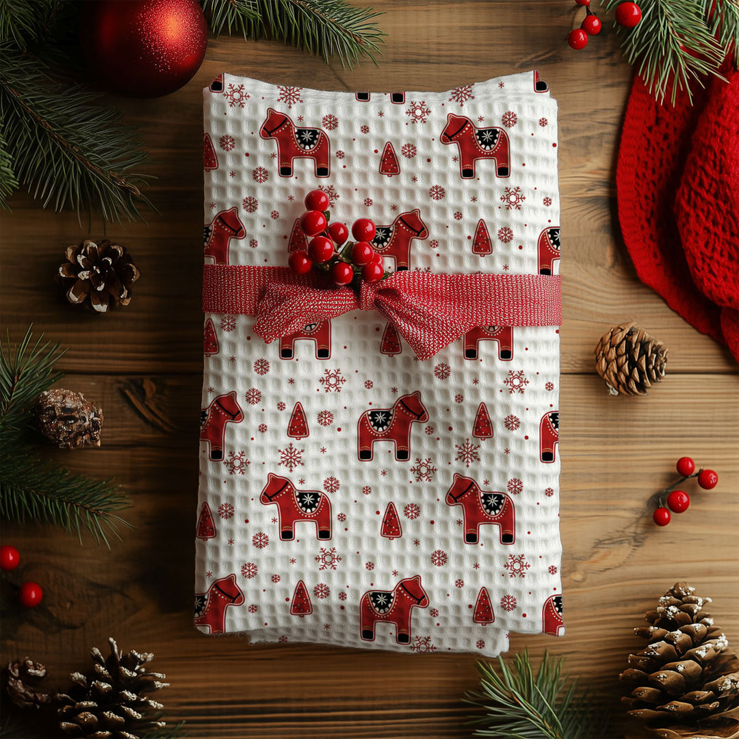Christmas Nordic Dala Tea Towel