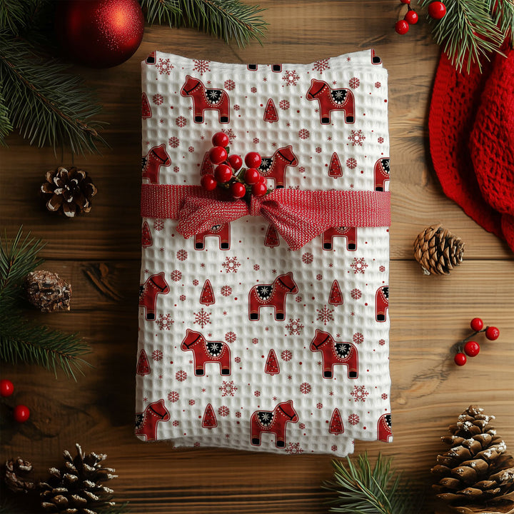 Christmas Nordic Dala Tea Towel