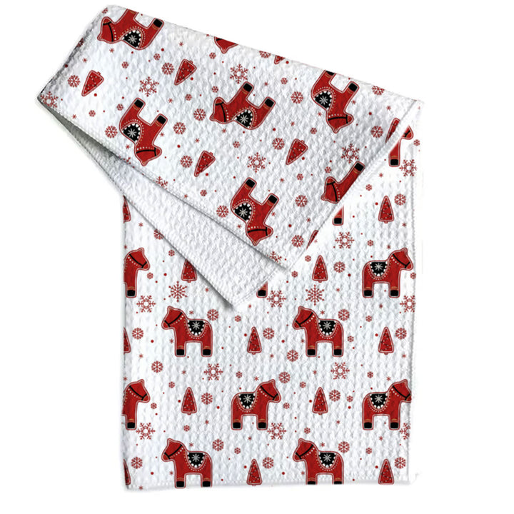 Christmas Nordic Dala Tea Towel