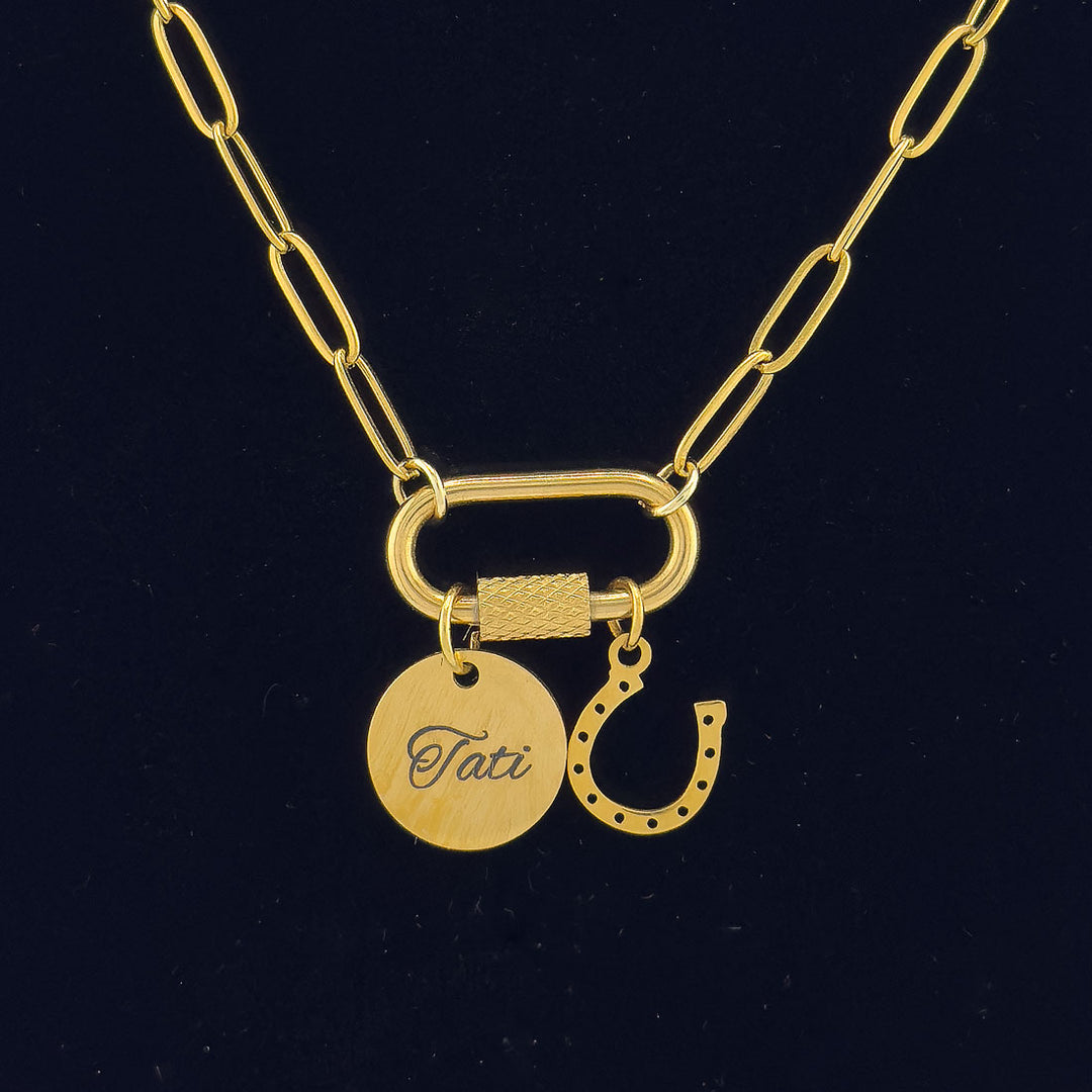 Heritage Horseshoe Personalised Necklace (close-up)