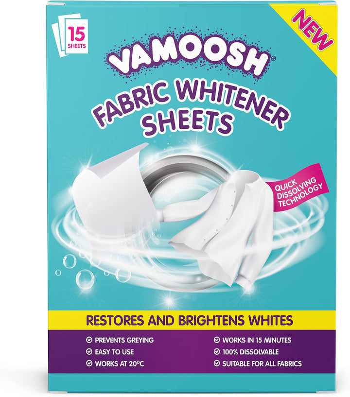 Vamoosh Fabric Whitener Sheets pack - 15 dissolvable laundry whitener sheets